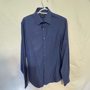 Van Heusen Navy Checkered Dress Shirt Slim Fit One Breast Pocket
